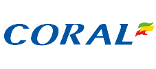 Coral in block letters